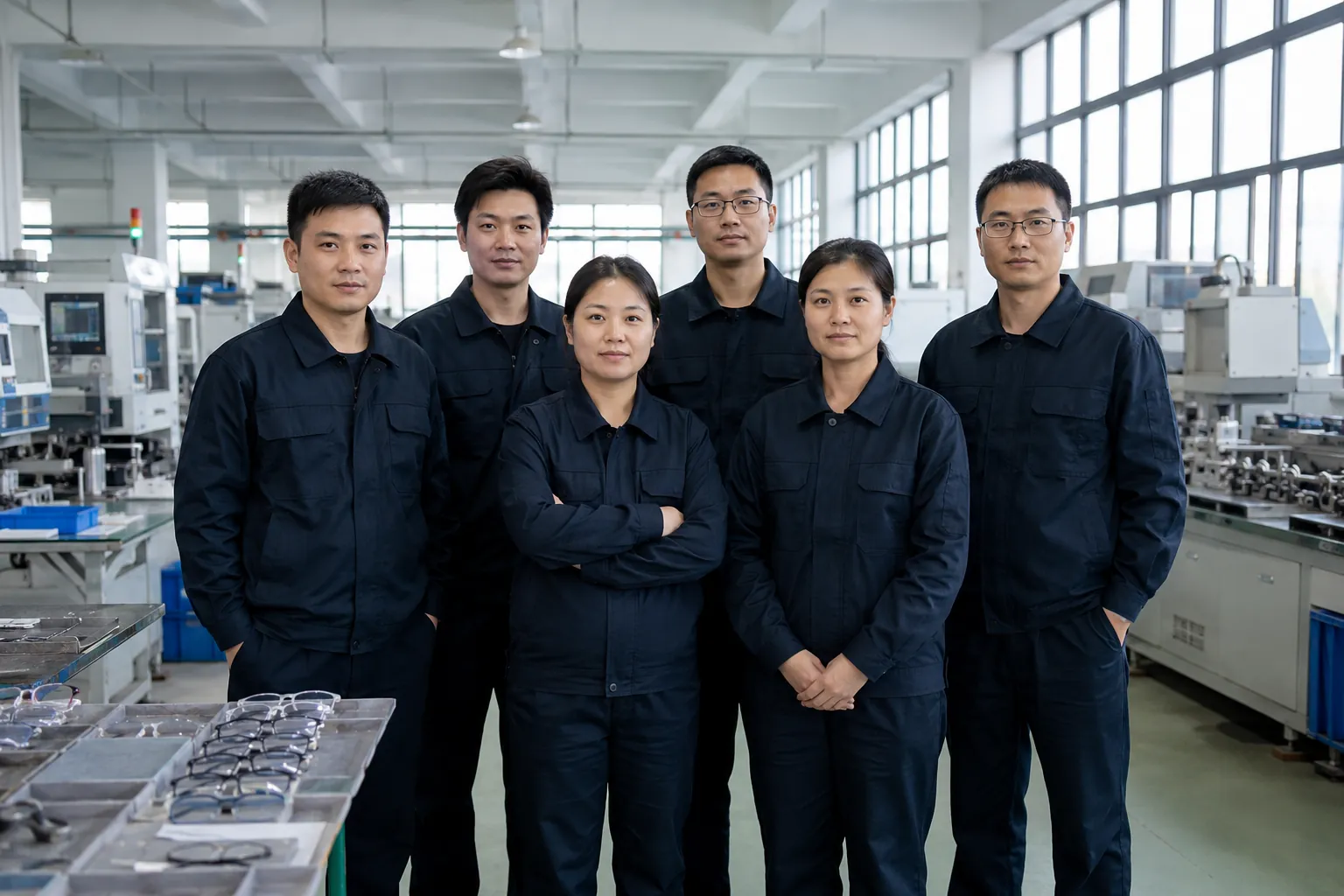 The LumiShades team at the custom sunglasses factory in Wenzhou, Zhejiang, China