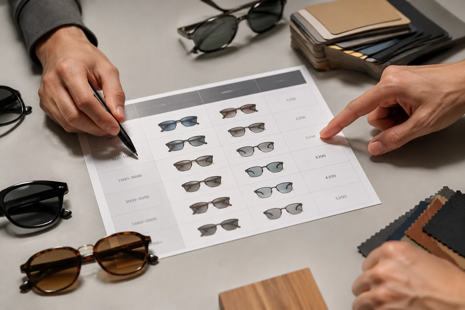 Custom Sunglasses MOQ Pricing by Order Size