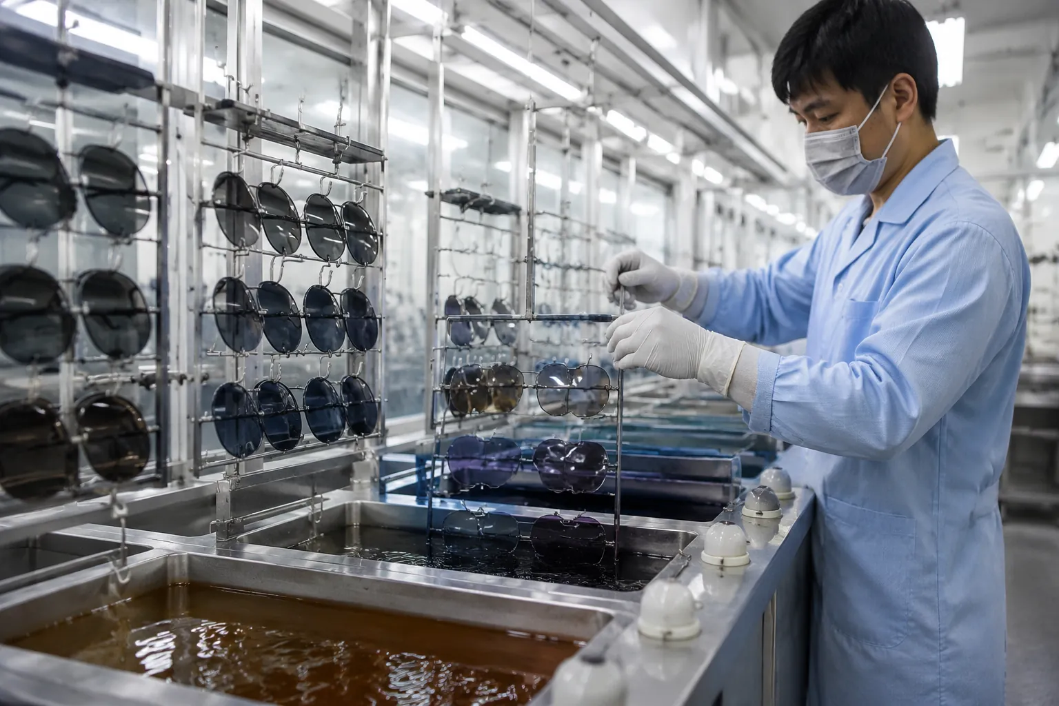 Lens tinting and coating process for sunglasses lenses