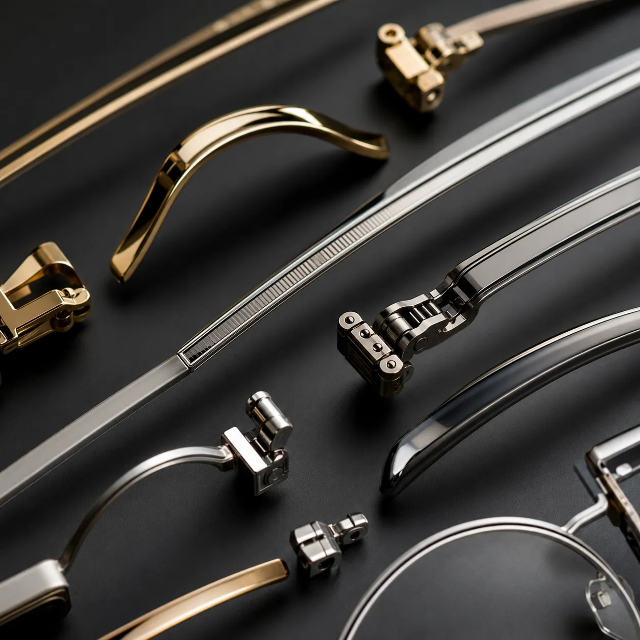 Metal alloy sunglasses frame material in Monel, stainless steel and titanium