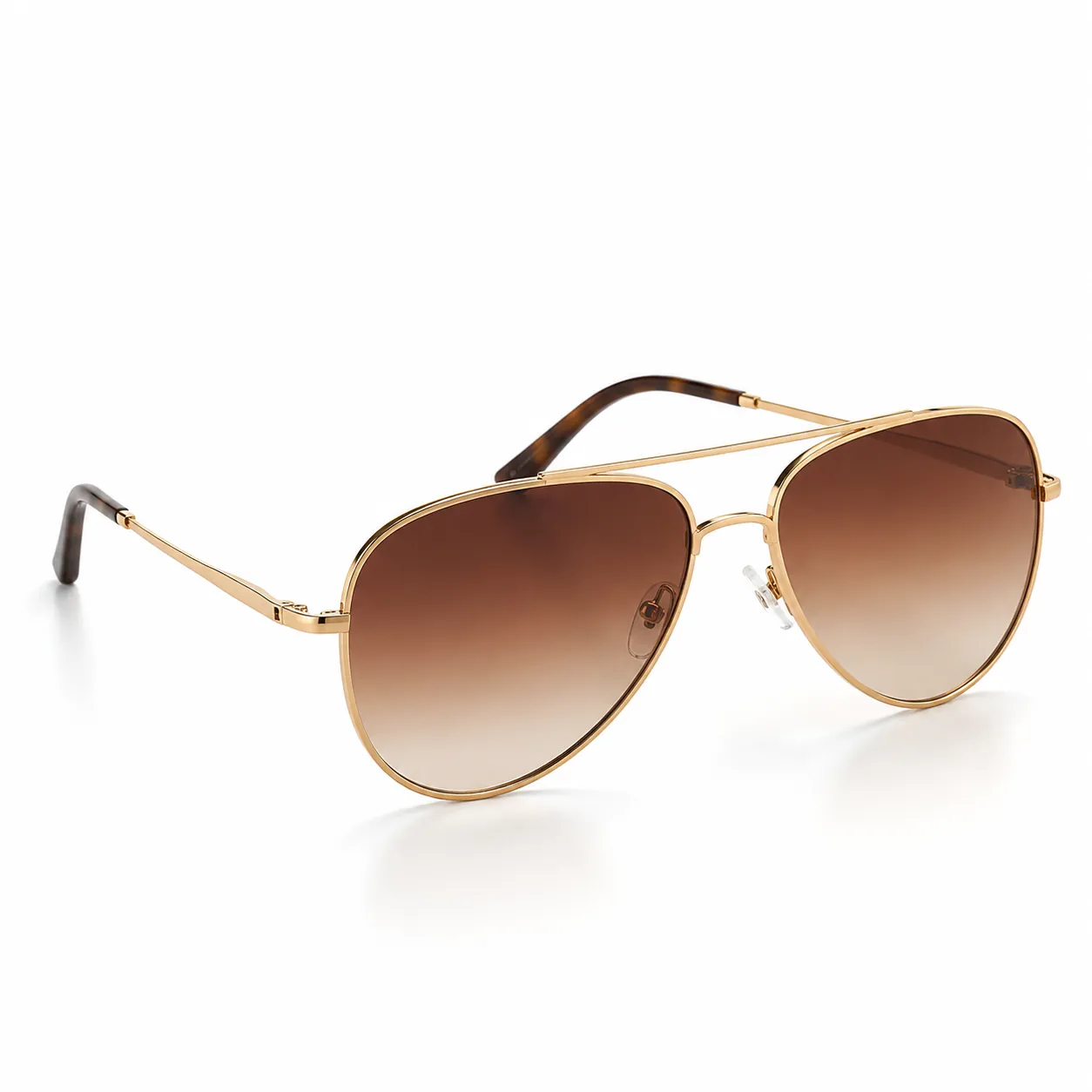 Custom aviator sunglasses with metal alloy double-bridge frame and gradient teardrop lenses