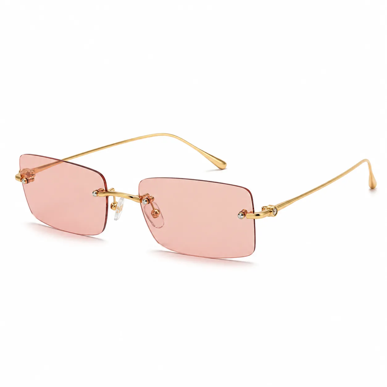 Custom rimless sunglasses with lightweight metal temples and frameless gradient lenses