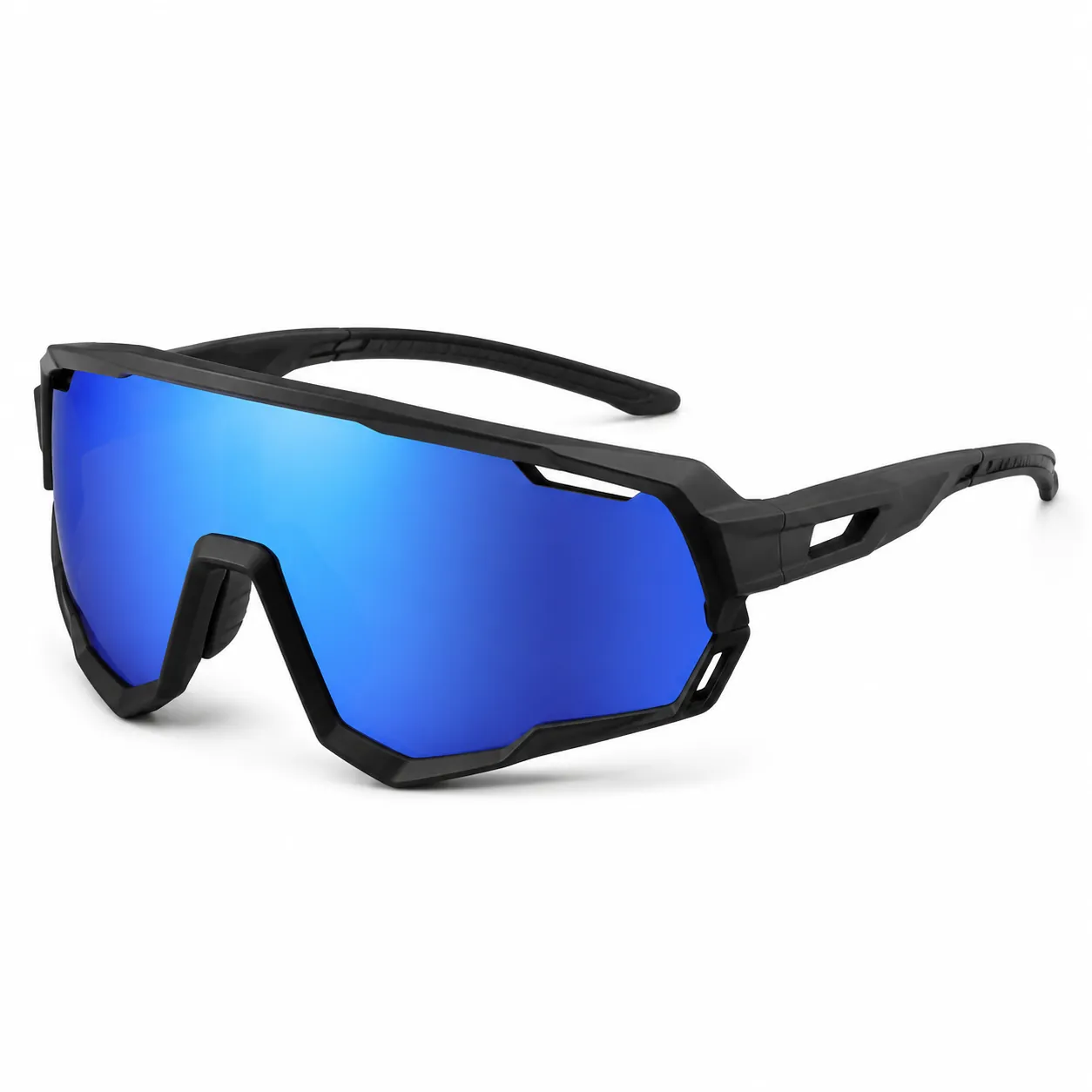 Custom sport wrap sunglasses with wraparound TR90 frame and polarized impact-resistant lenses