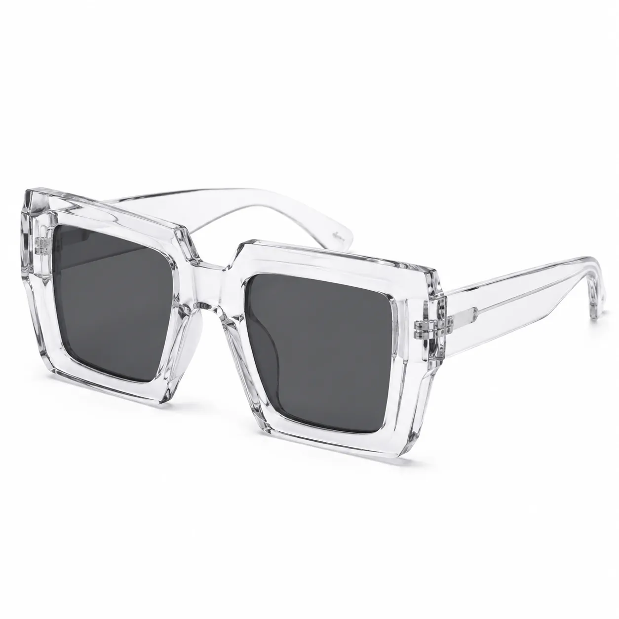 Custom square sunglasses with bold acetate frame and flat-top lenses in tortoiseshell