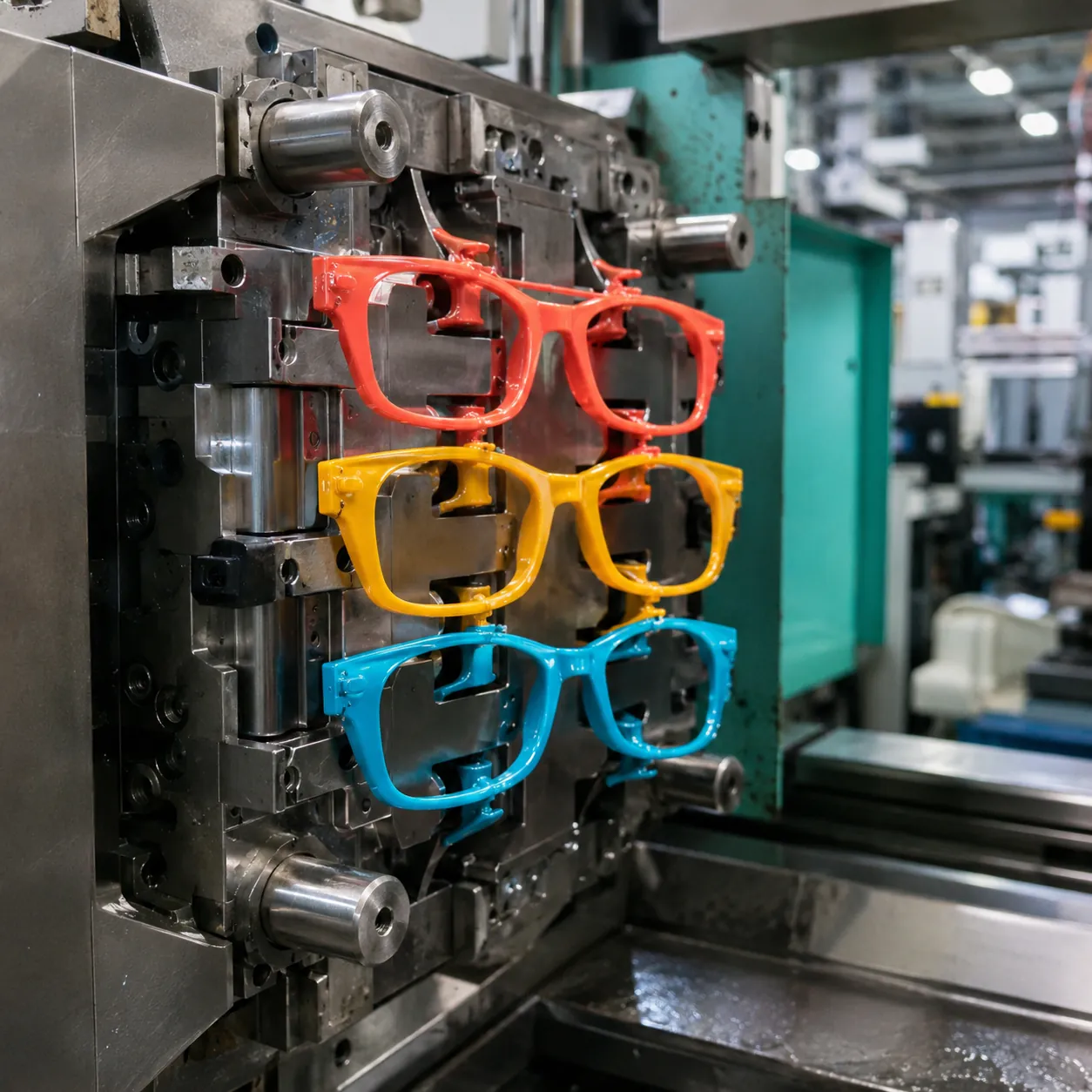 Injection molding custom colored sunglasses frames