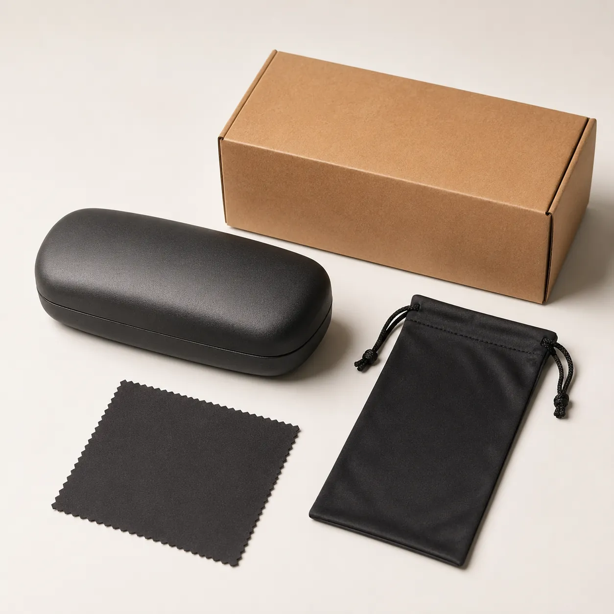 Custom branded sunglasses case, pouch, cloth and box